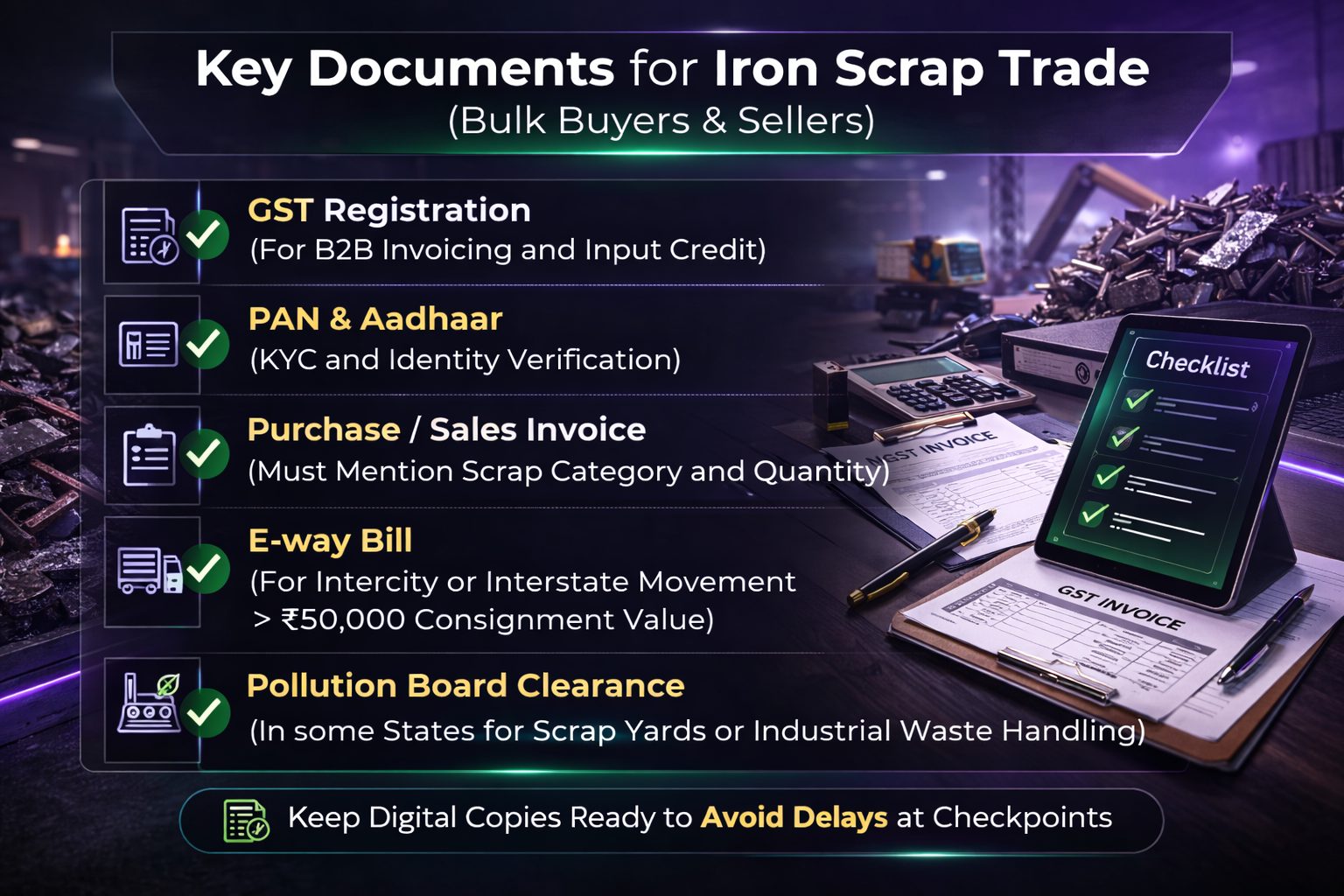 Key Documents Required for Iron Scrap Trade