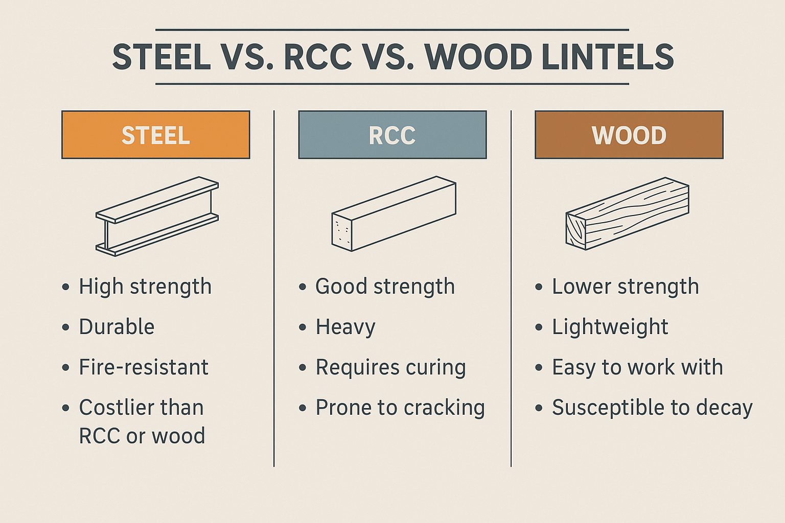Why Steel lintels are better than RCCs and Wood