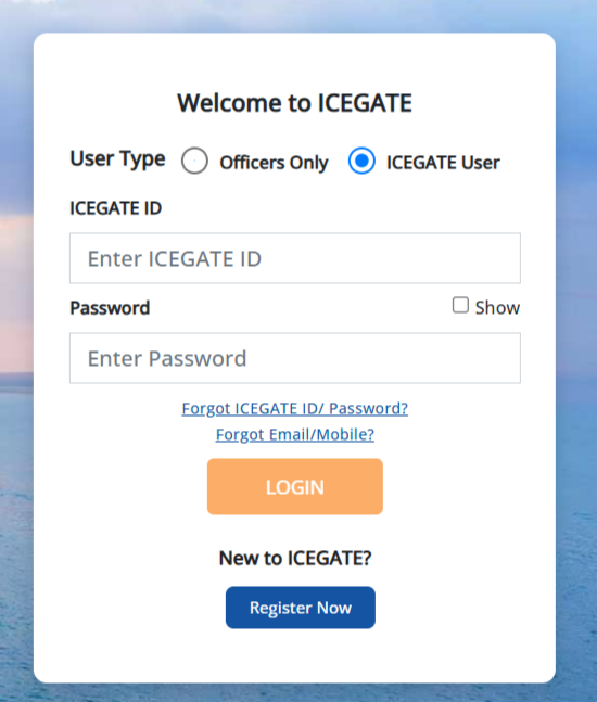 icegate login