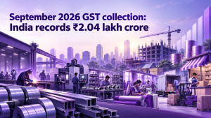 September 2026 GST collection: India records ₹2.04 lakh crore